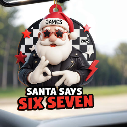 Santa Says Six Seven, Rock Star Christmas Ornament