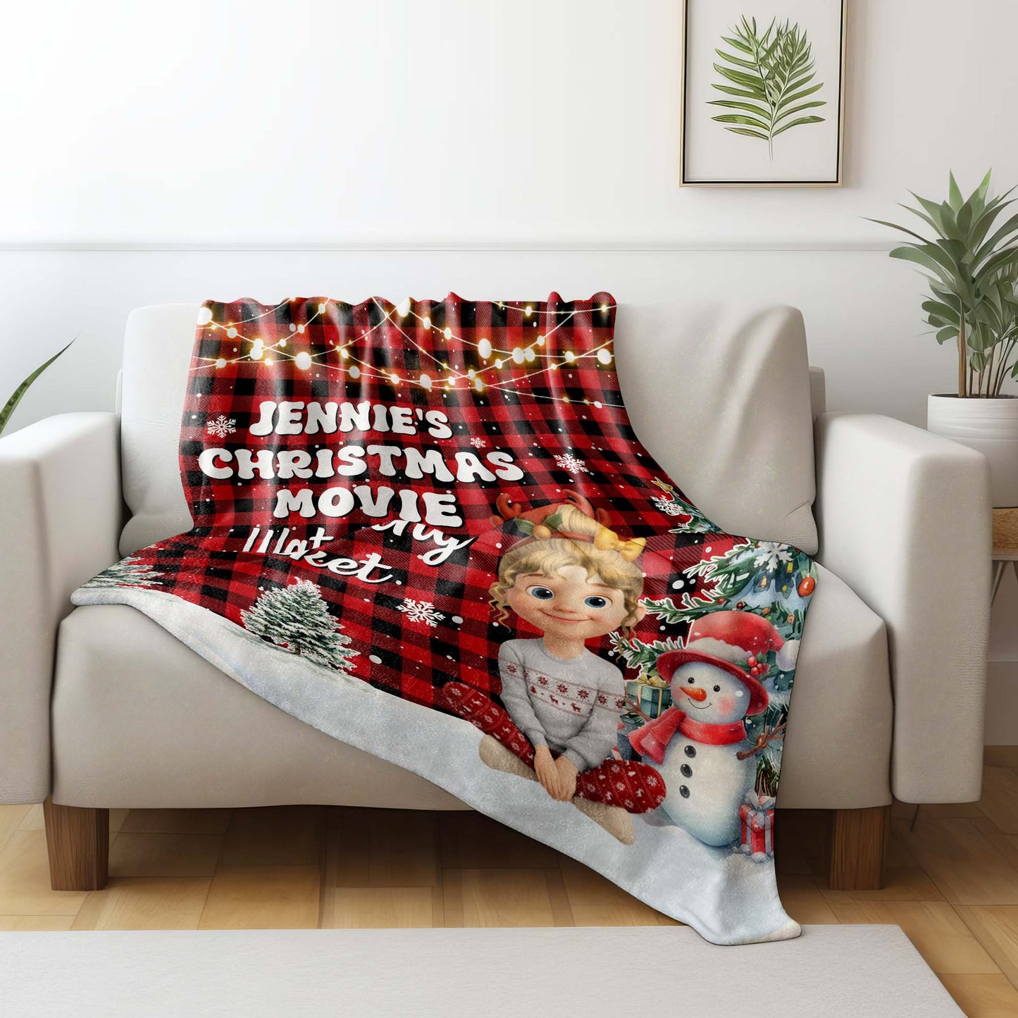 Christmas Movie Watching Blanket With Festive Characters