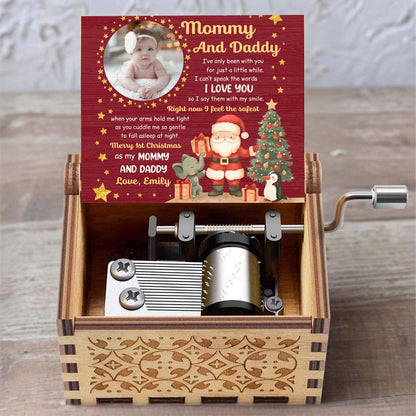 Merry 1st Christmas As My Mommy And Daddy With Santa And Gifts