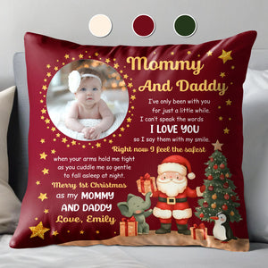 Merry 1st Christmas As My Mommy And Daddy With Seasonal Characters - Personalized Custom Pillow, Insert Included - XMAS170_PLW