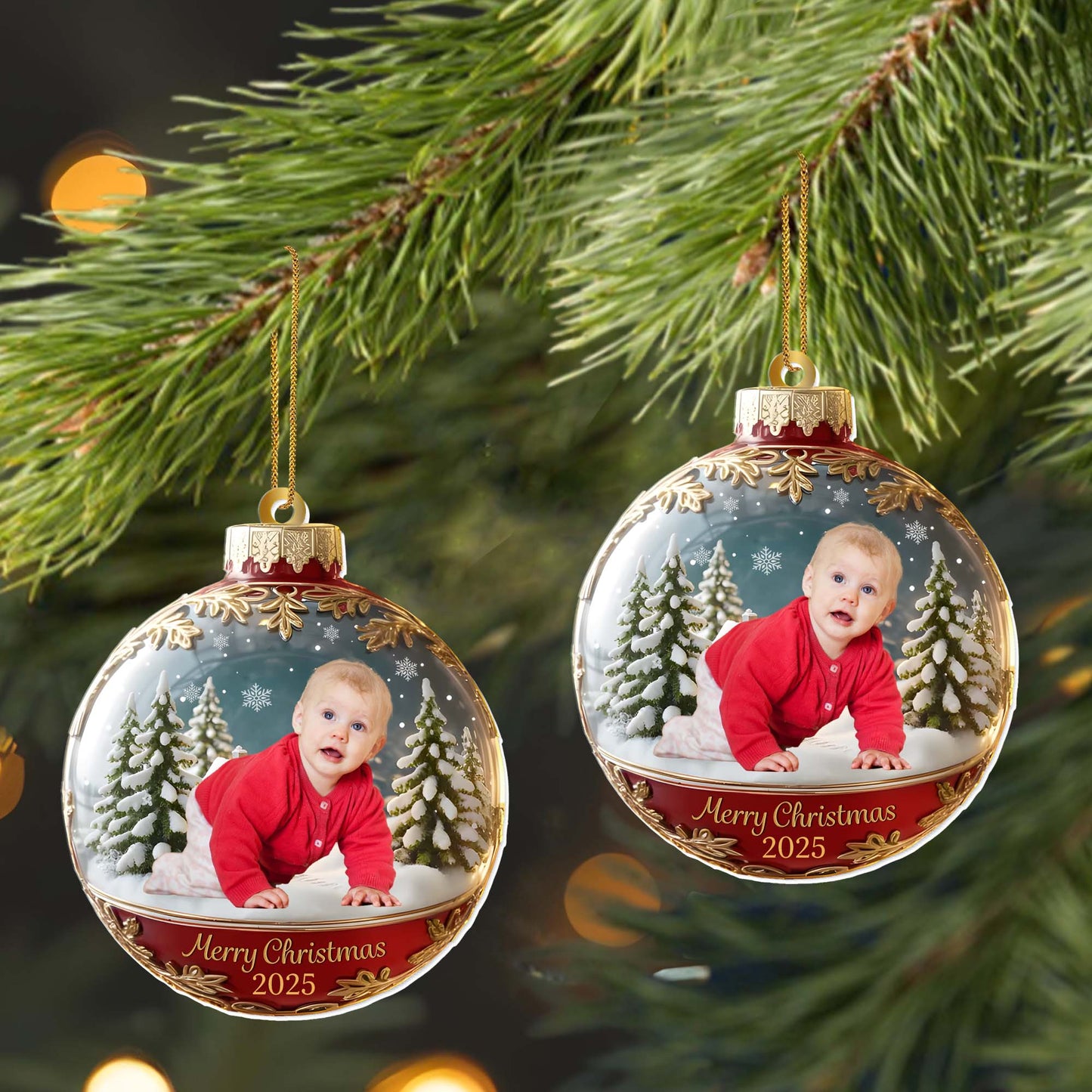 Merry Christmas Baby And Christmas Trees