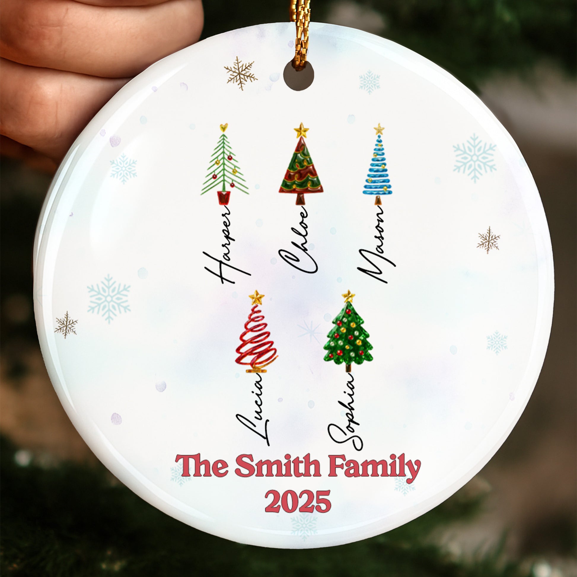 Celebrate A Family Christmas With Trees And Snowflakes