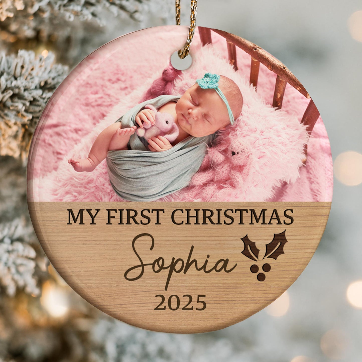 My First Christmas, Baby And Holly Berries Ornament
