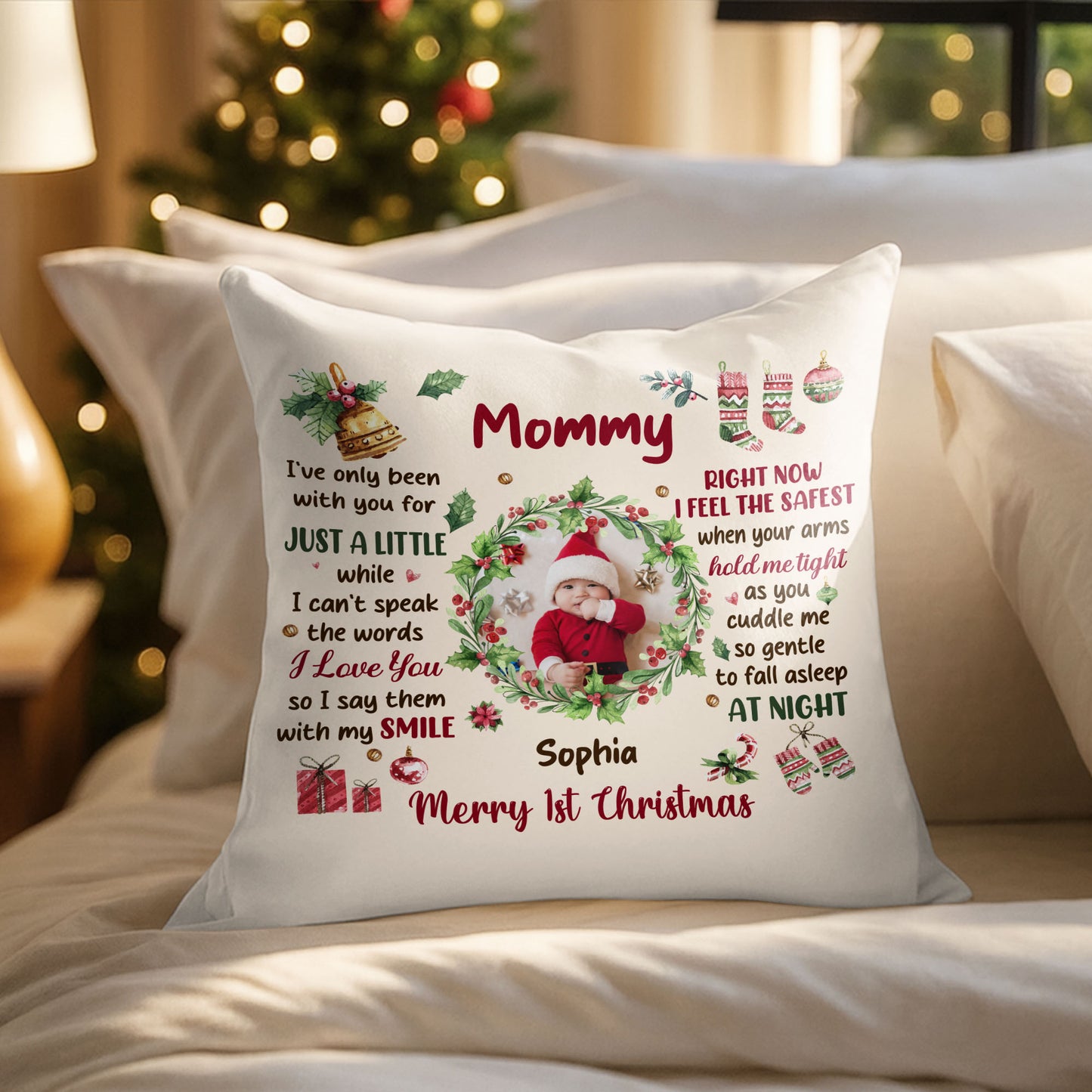 Merry 1st Christmas, Baby Smile And Warm Embrace