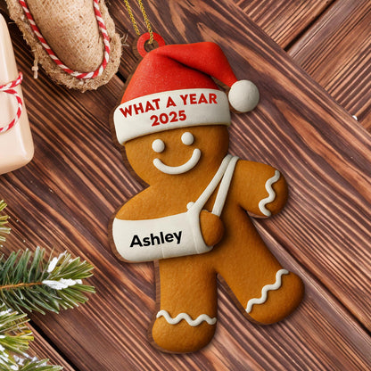 What A Year Gingerbread Man With Santa Hat