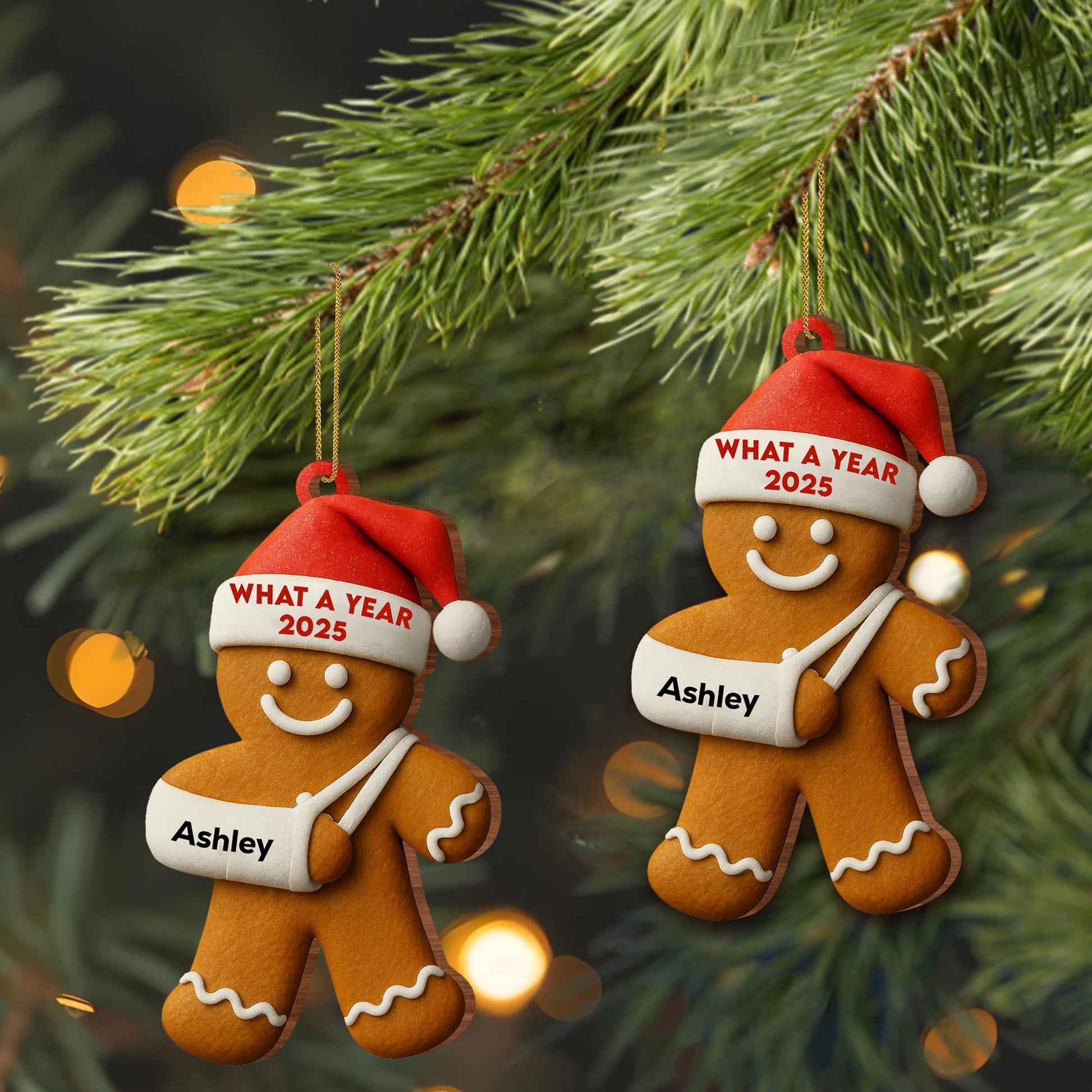 What A Year Gingerbread Man With Santa Hat