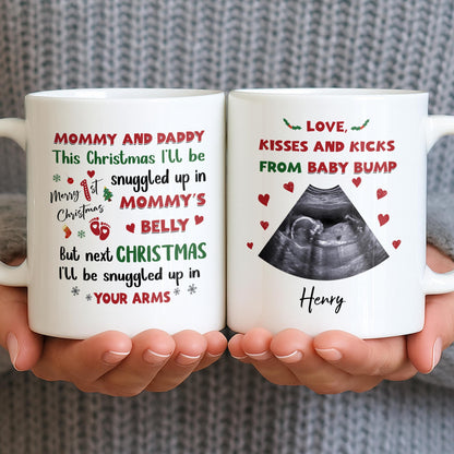 This Christmas Snuggled Up In Mommy's Belly, Baby Announcement