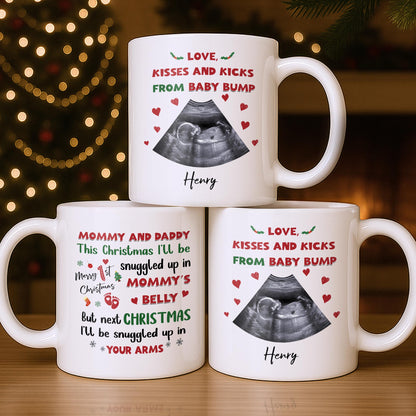 This Christmas Snuggled Up In Mommy's Belly, Baby Announcement