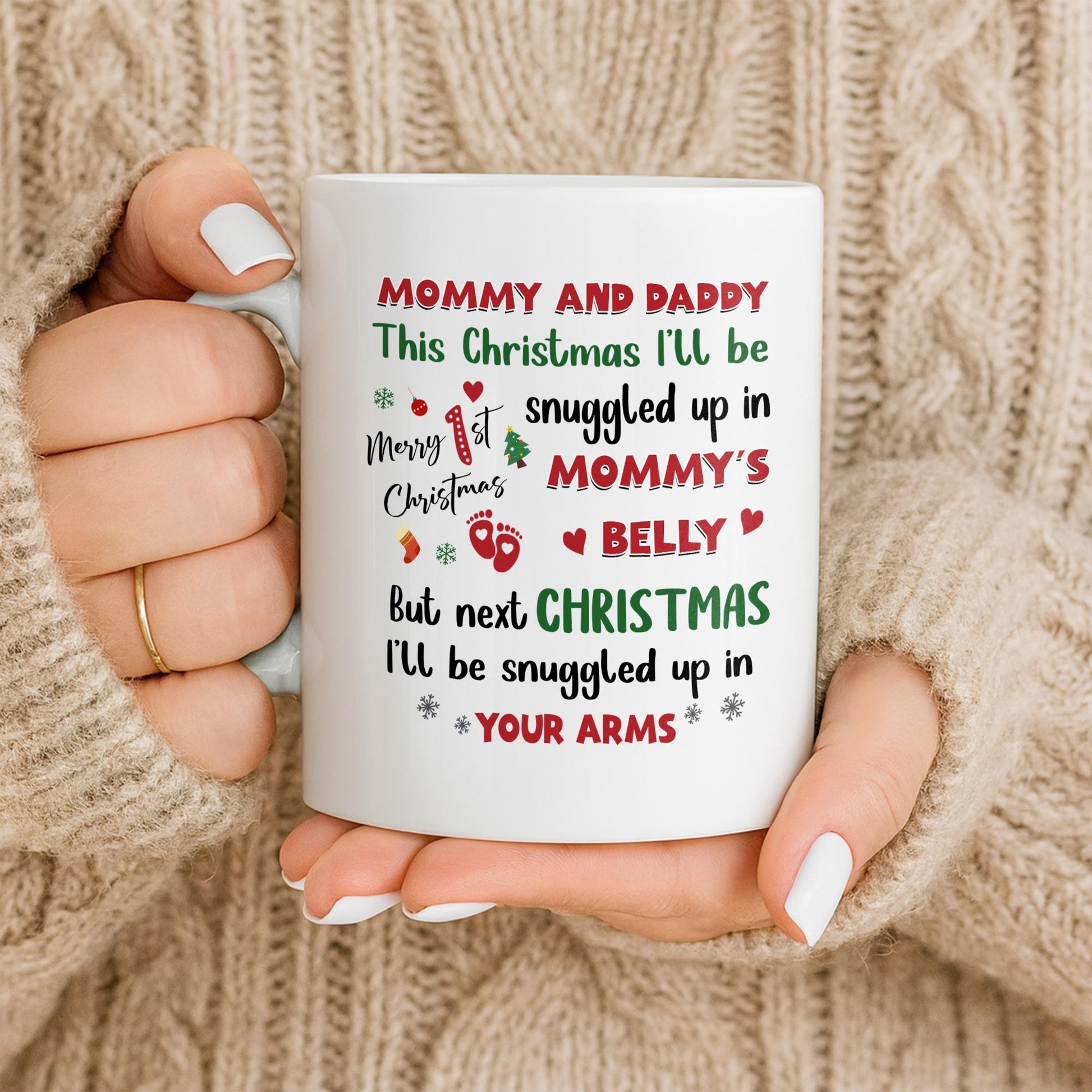 This Christmas Snuggled Up In Mommy's Belly, Baby Announcement