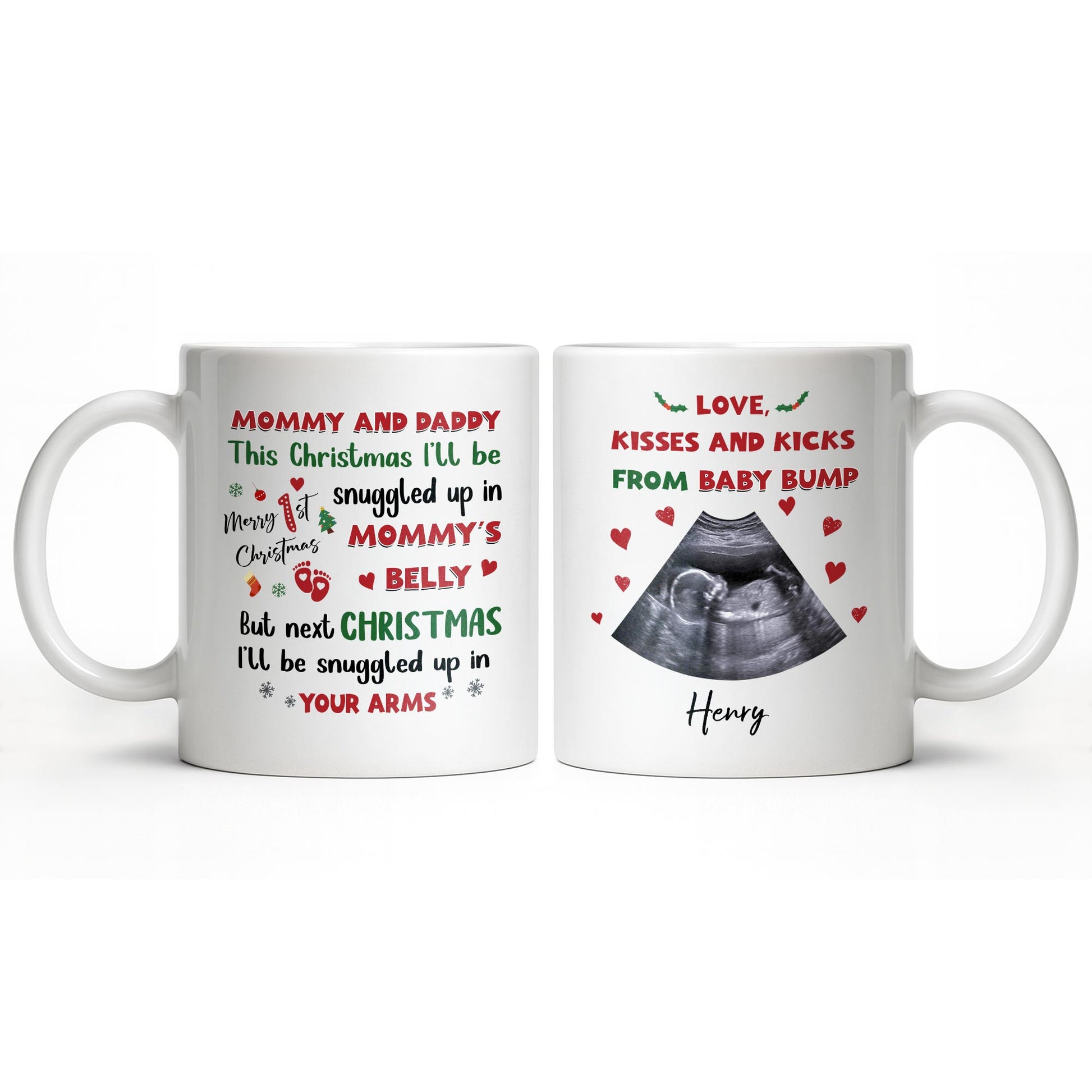 This Christmas Snuggled Up In Mommy's Belly, Baby Announcement