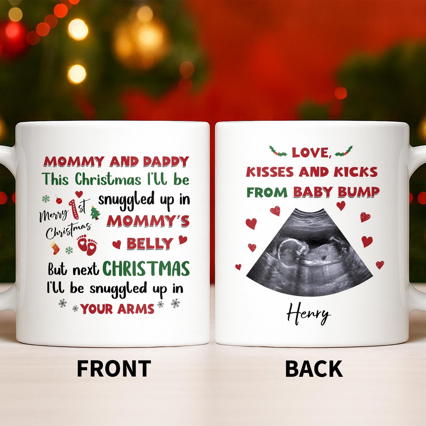 This Christmas Snuggled Up In Mommy's Belly, Baby Announcement