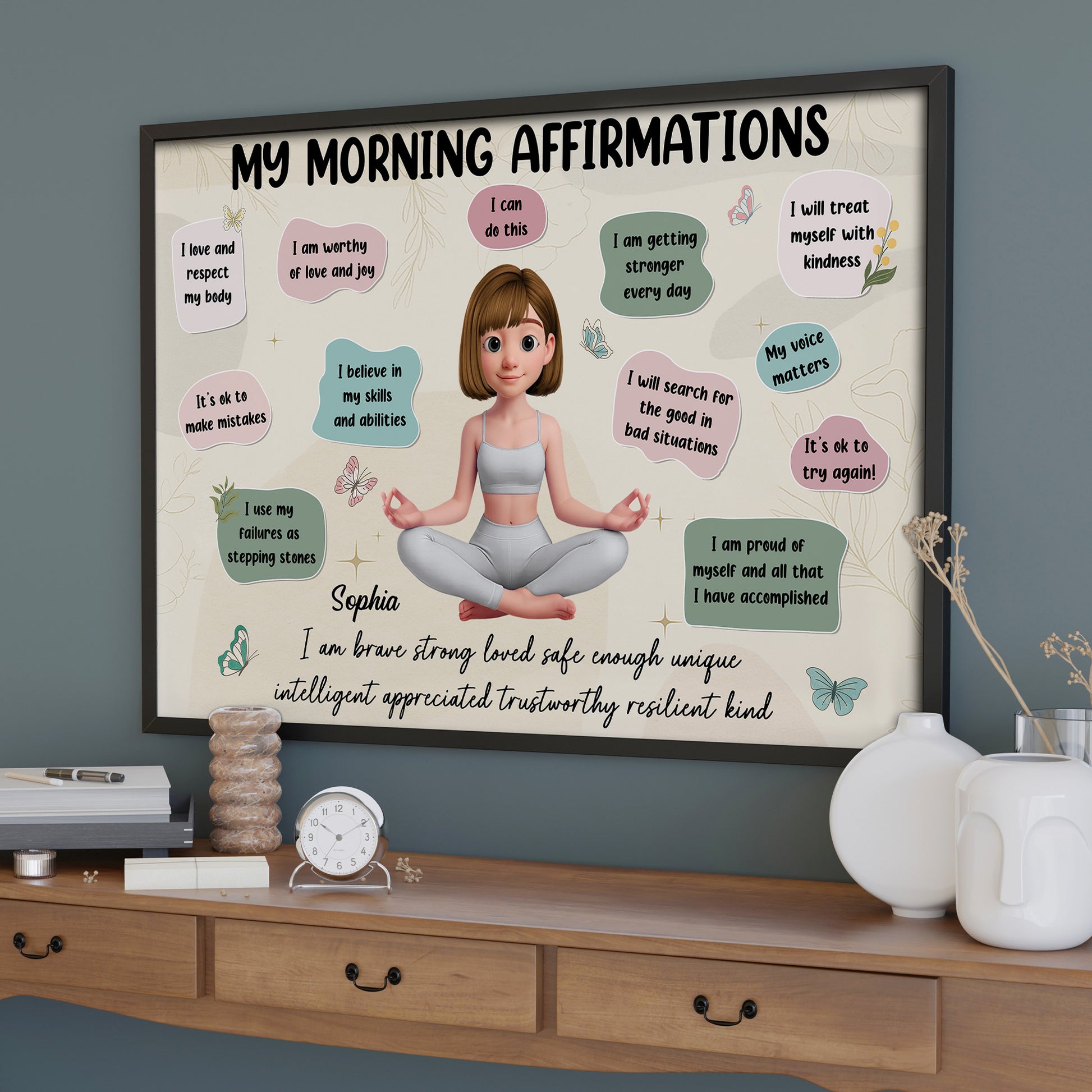 My Morning Affirmations With Young Girl and Yoga Pose