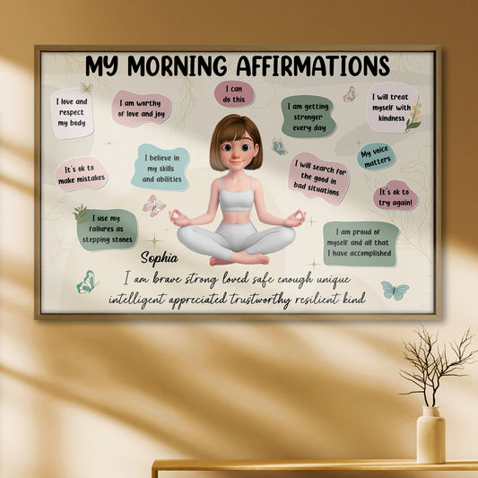 My Morning Affirmations With Young Girl and Yoga Pose