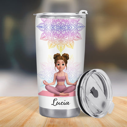 I Am Divine Intuitive Expressive, Mandala And Meditating Girl Tumbler