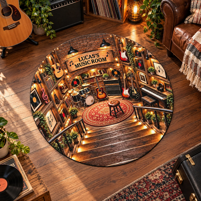 Music Room Guitar And Drums 3D Illusion Studio Design - Personalized Custom Shaped Doormat - MUSIC215_CUDOR