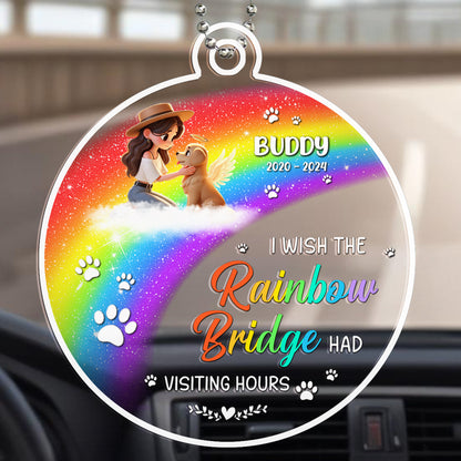 I Crossed The Rainbow Bridge Knowing I Was Loved - Personalized Custom Acrylic Ornament, Car Ornament - PME008_HGO