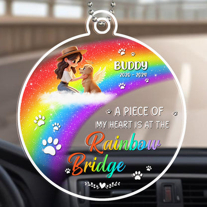 I Crossed The Rainbow Bridge Knowing I Was Loved - Personalized Custom Acrylic Ornament, Car Ornament - PME008_HGO