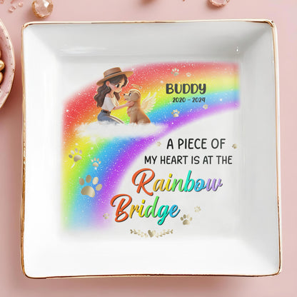 I Crossed The Rainbow Bridge Knowing I Was Loved - Personalized Custom Jewelry Dish - PME008_SCRD