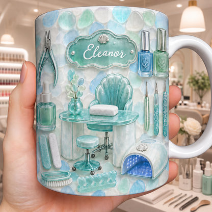 Nail Artist Life Creating Beauty One Hand At A Time 3D Sea Glass Tools - Personalized Custom Coffee Mug - JBS335_MG