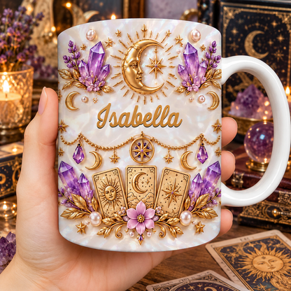 Mystical Journey Guided By The Moon Crystals And Tarot Cards - Personalized Custom Coffee Mug - HOB639_MG