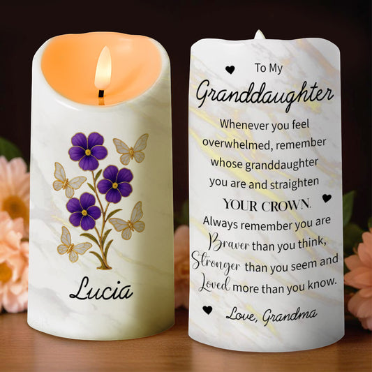 Redressez votre couronne, mots d'encouragement pour votre petite-fille - Bougie LED personnalisée - GDT324_LECA