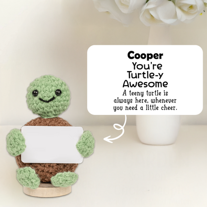 You're Turtle-y Awesome Turtle and Sunflower - Crochet Doll With Custom Card - FAM140_CDOLL