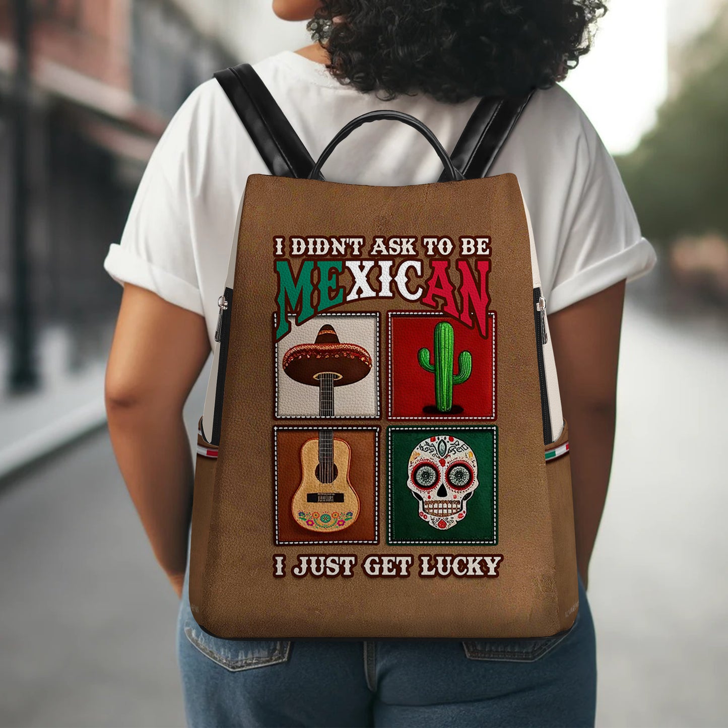 No pedí ser mexicano - Mochila de cuero personalizada - BP_MX01