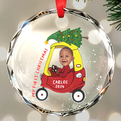 My First Christmas Custom Circle Ornament - Personalized Custom Circle Glass Ornament - KID002_CGOR