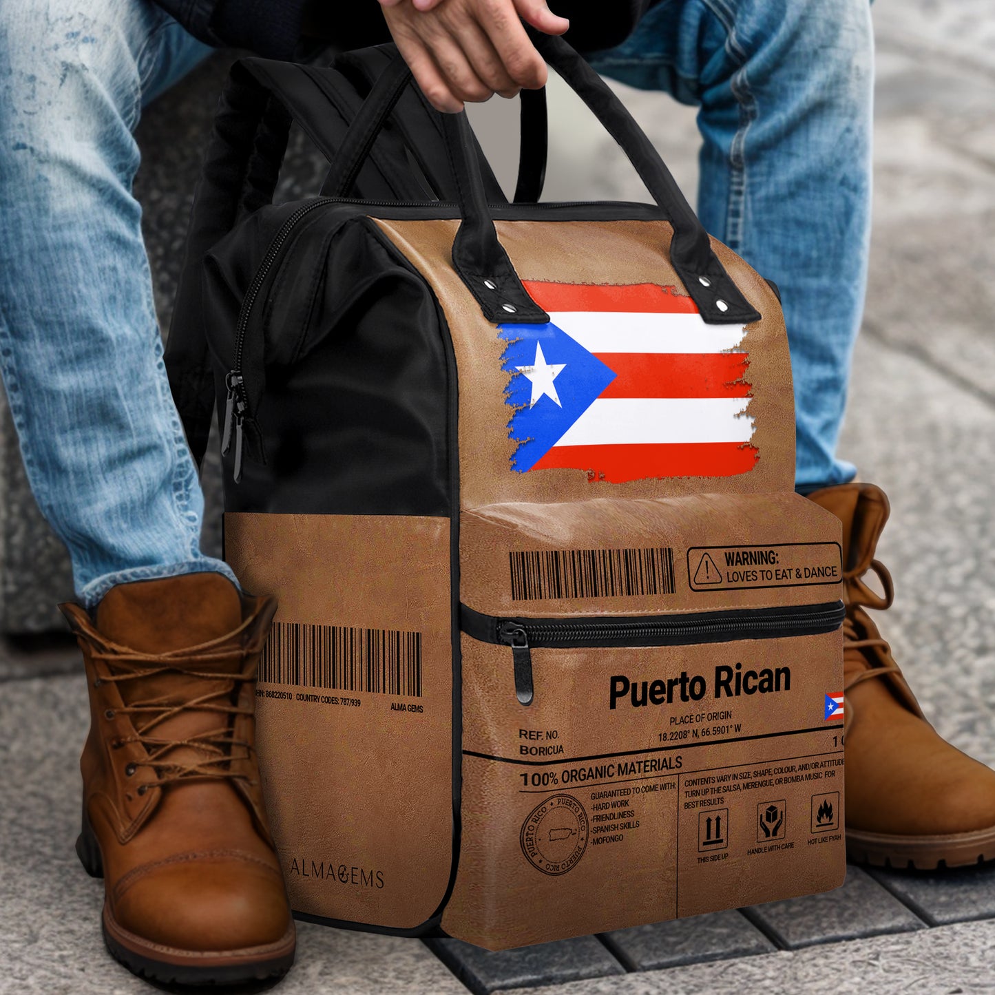 Información nutricional de Puerto Rico: mochila de viaje personalizada con forma de pico de pato - LA037_DKB