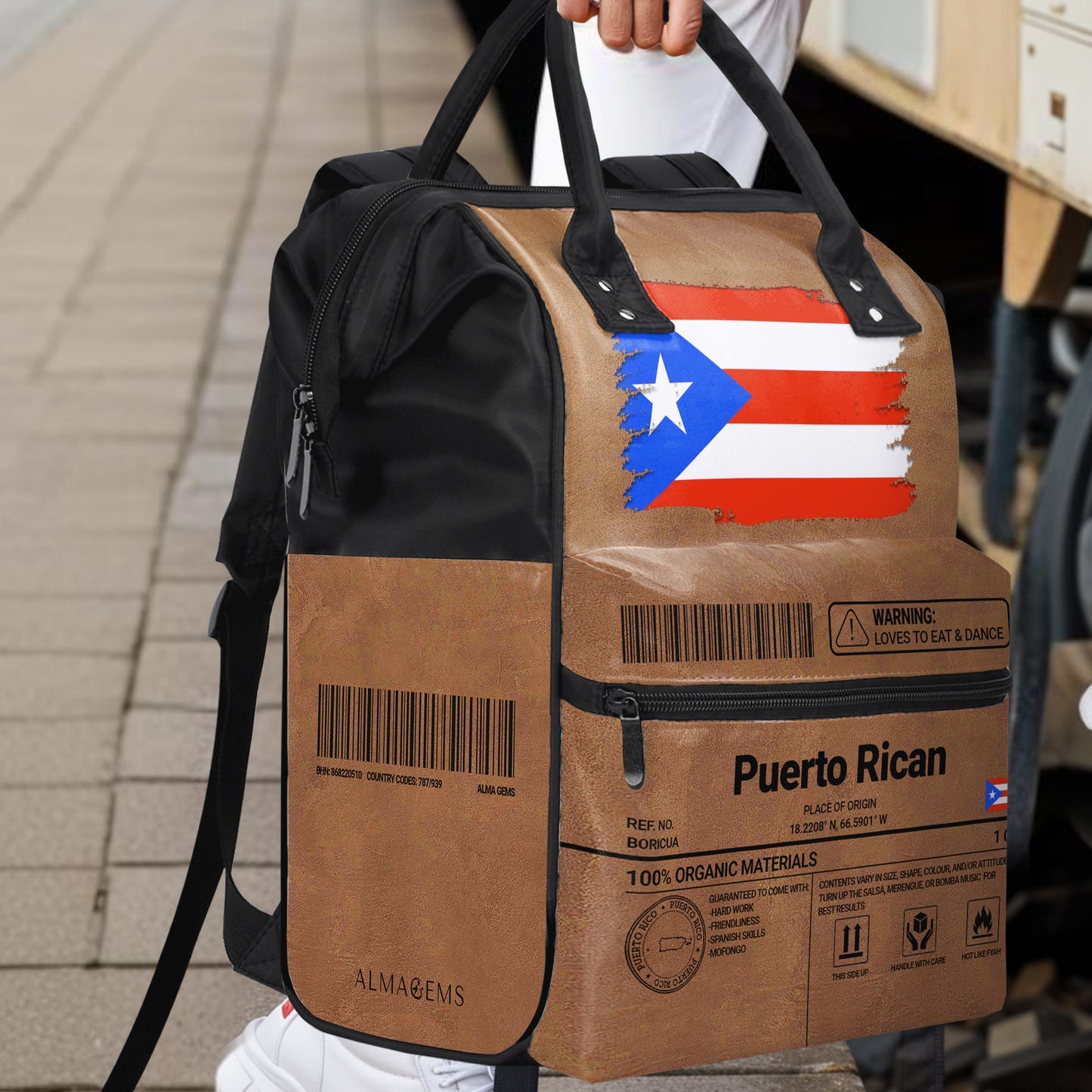 Puerto Rican Nutrition Facts - Personalized Custom Duckbilled Travel Backpack - LA037_DKB