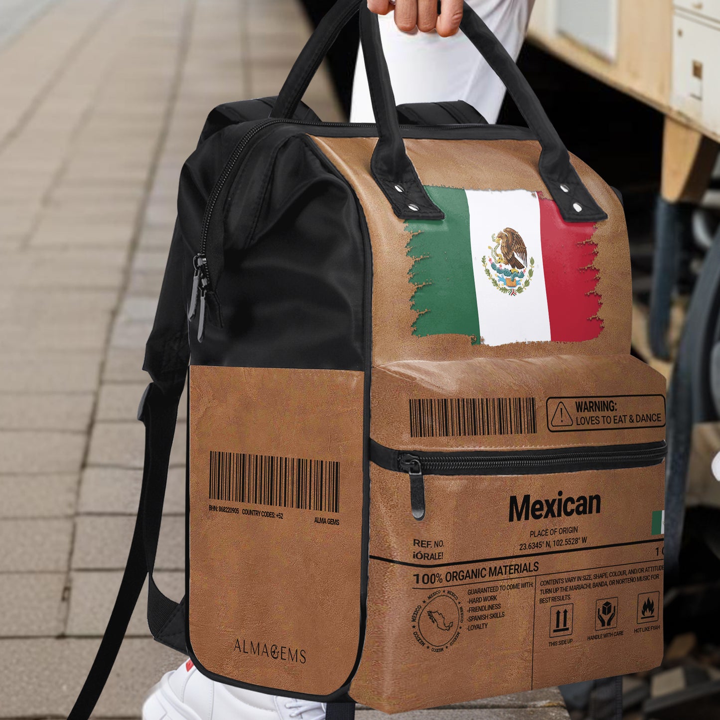 Mexican Nutrition Facts - Personalized Custom Duckbilled Travel Backpack - ME055_DKB