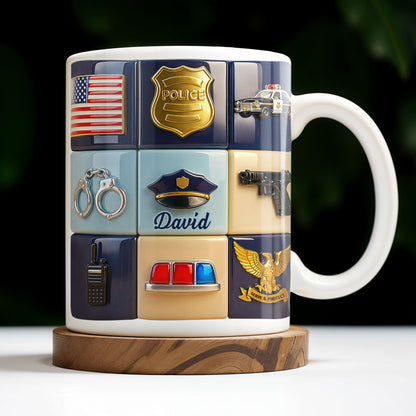 Serve & Protect, American Flag And Police Badge Design - Personalized Custom Coffee Mug - OFC024_MG