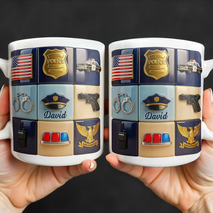 Serve & Protect, American Flag And Police Badge Design - Personalized Custom Coffee Mug - OFC024_MG
