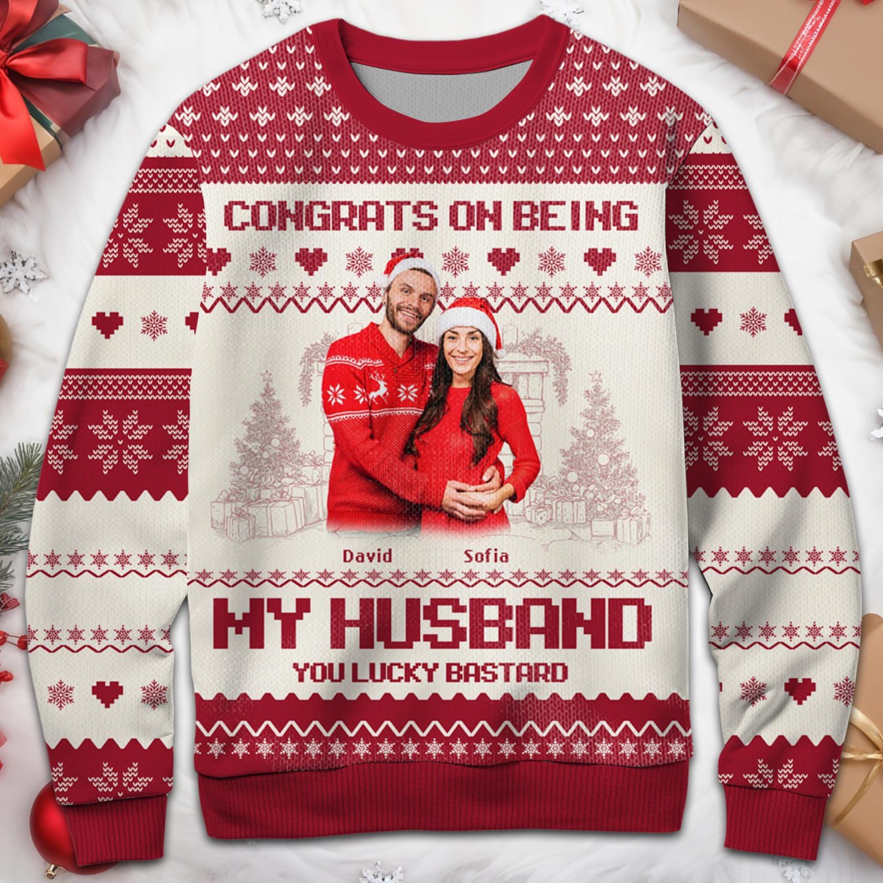 Congrats On Being My Wife Anniversary Sweater - Personalized Custom Ugly Sweatshirt, Unisex Wool Jumper  - CPL050_TWS