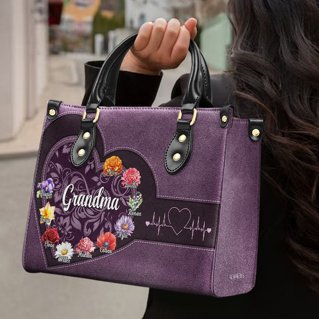 Celebrating A Loving Heart And Beautiful Blooms Bag - Personalized Custom Leather Handbag - GRM019_HB