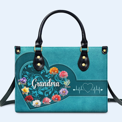 Celebrating A Loving Heart And Beautiful Blooms Bag - Personalized Custom Leather Handbag - GRM019_HB