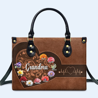 Celebrating A Loving Heart And Beautiful Blooms Bag - Personalized Custom Leather Handbag - GRM019_HB