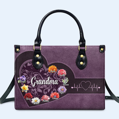 Celebrating A Loving Heart And Beautiful Blooms Bag - Personalized Custom Leather Handbag - GRM019_HB