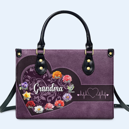 Celebrating A Loving Heart And Beautiful Blooms Bag - Personalized Custom Leather Handbag - GRM019_HB