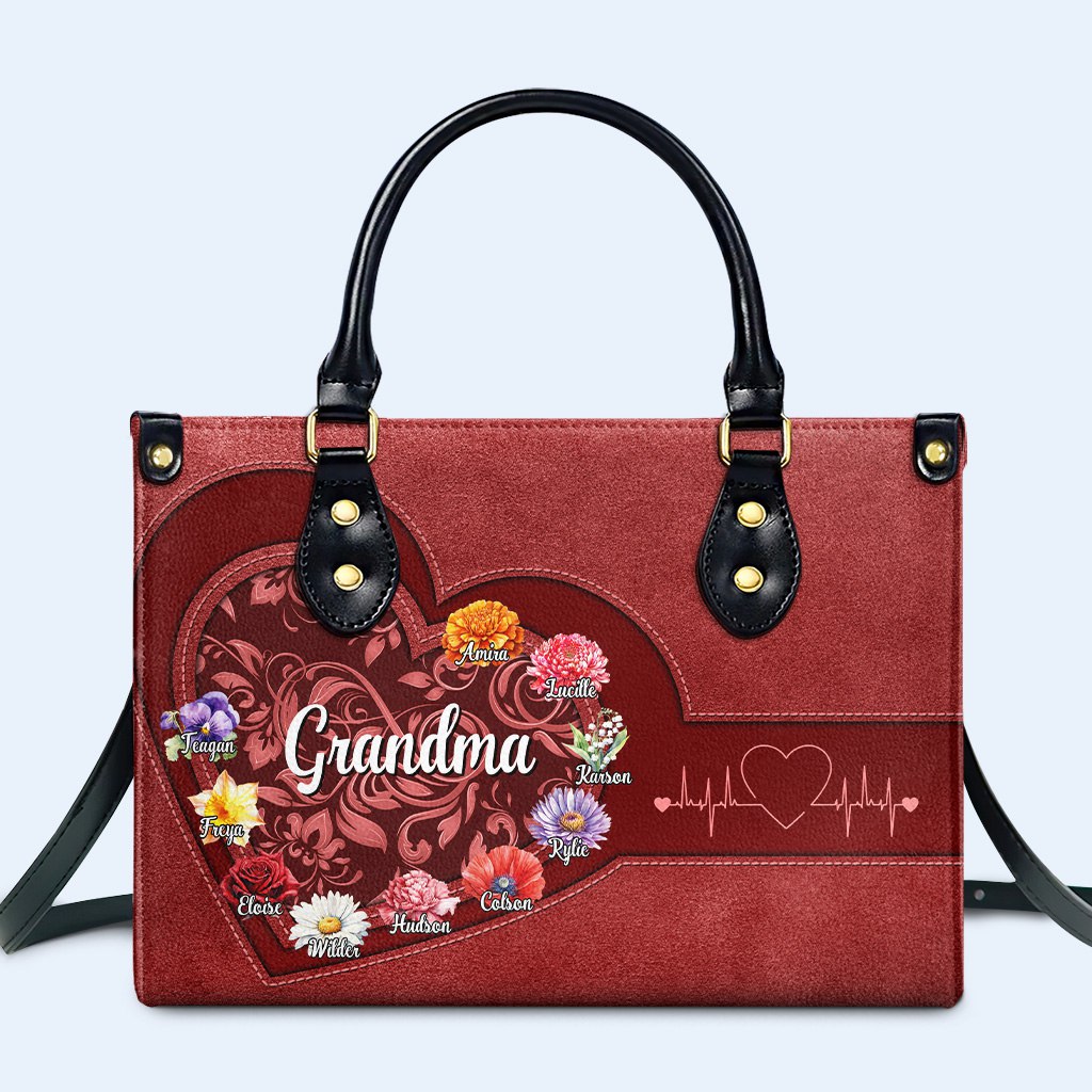 Celebrating A Loving Heart And Beautiful Blooms Bag - Personalized Custom Leather Handbag - GRM019_HB