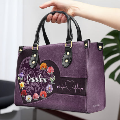 Celebrating A Loving Heart And Beautiful Blooms Bag - Personalized Custom Leather Handbag - GRM019_HB