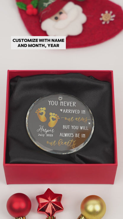 Always In Our Hearts Memorial Glass Ornament - Personalized Custom Circle Glass Ornament - FM114_CGOR