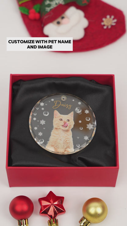 Pet Custom Photo Glass Ornament - Personalized Custom Circle Glass Ornament - PET025_CGOR