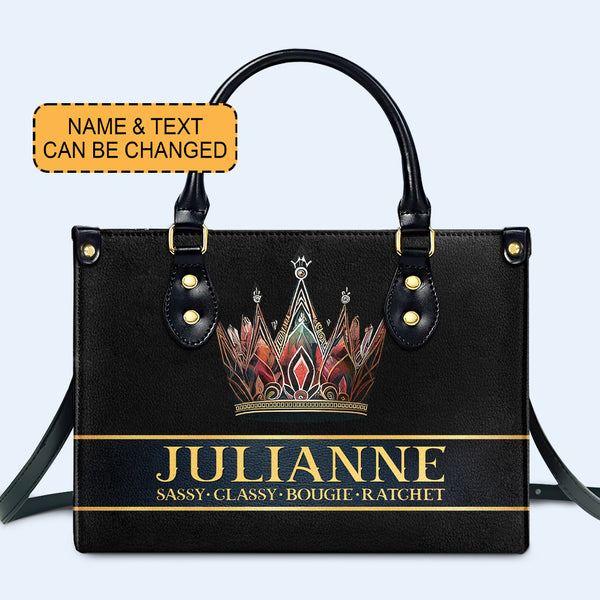 Queen Black - Personalized Custom Leather Handbag - queen02black