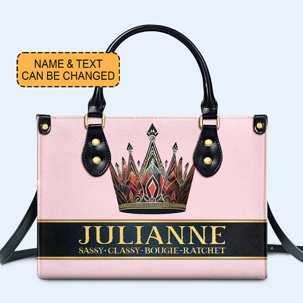 Queen Pink - Bolso de mano de cuero personalizado - queen02pink