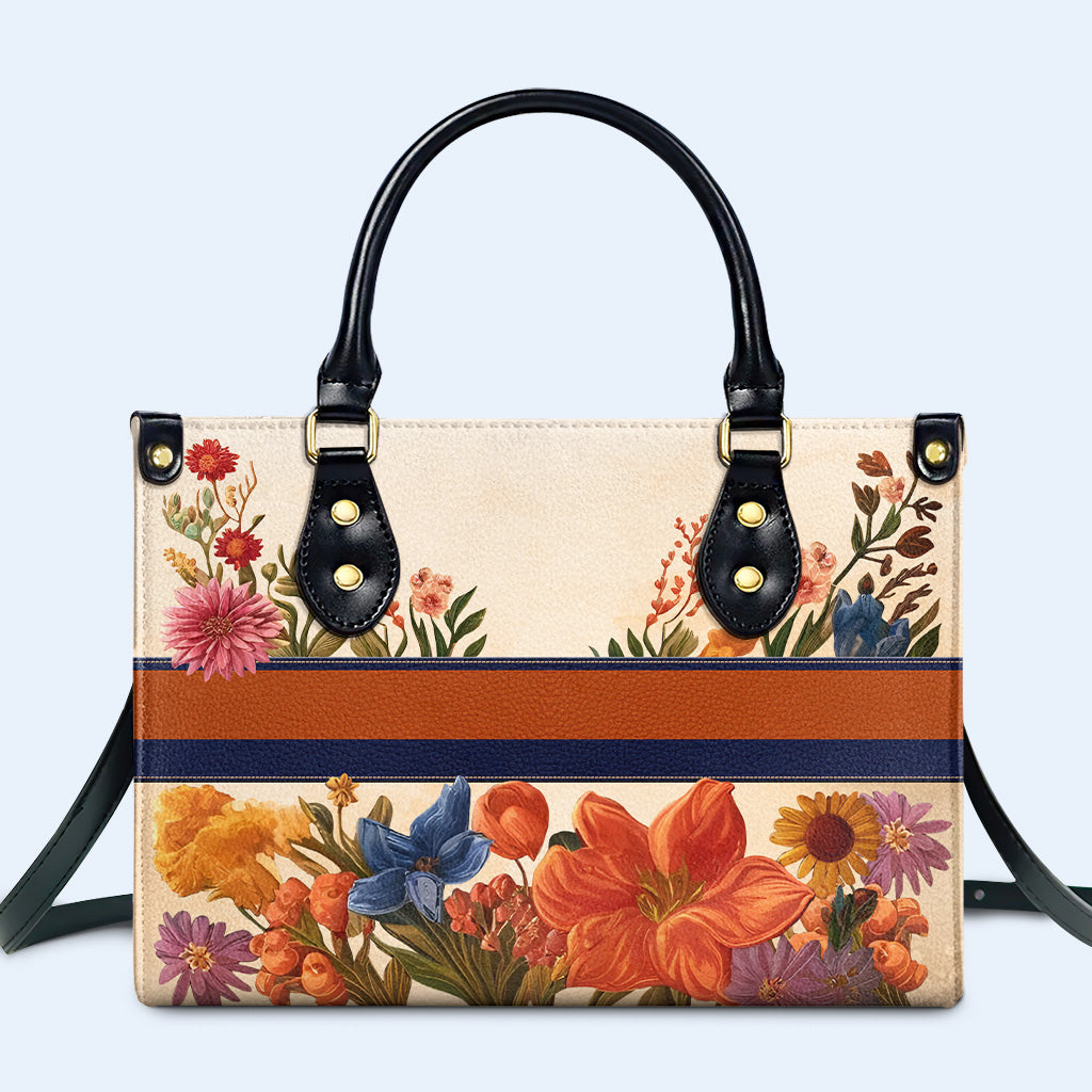 Zodiac Queen Flowers - Bespoke Leather Handbag - queen06flowers