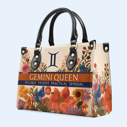 Zodiac Queen Flowers - Bespoke Leather Handbag - queen06flowers