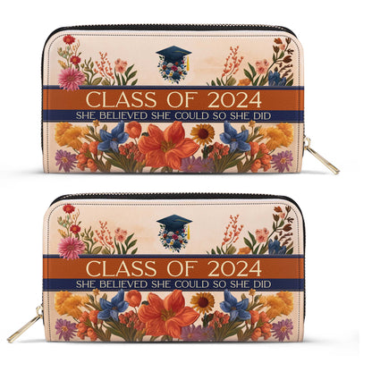 Cartera de cuero personalizada para mujer con flores de la reina del zodíaco - queen06flowersWL