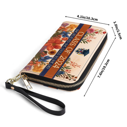 Cartera de cuero personalizada para mujer con flores de la reina del zodíaco - queen06flowersWL