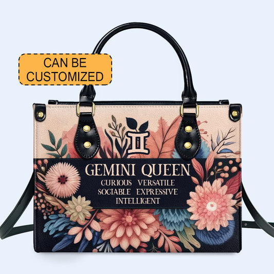 Zodiac Queen Flowers 10 - Personalized Leather Handbag - queen10flowers